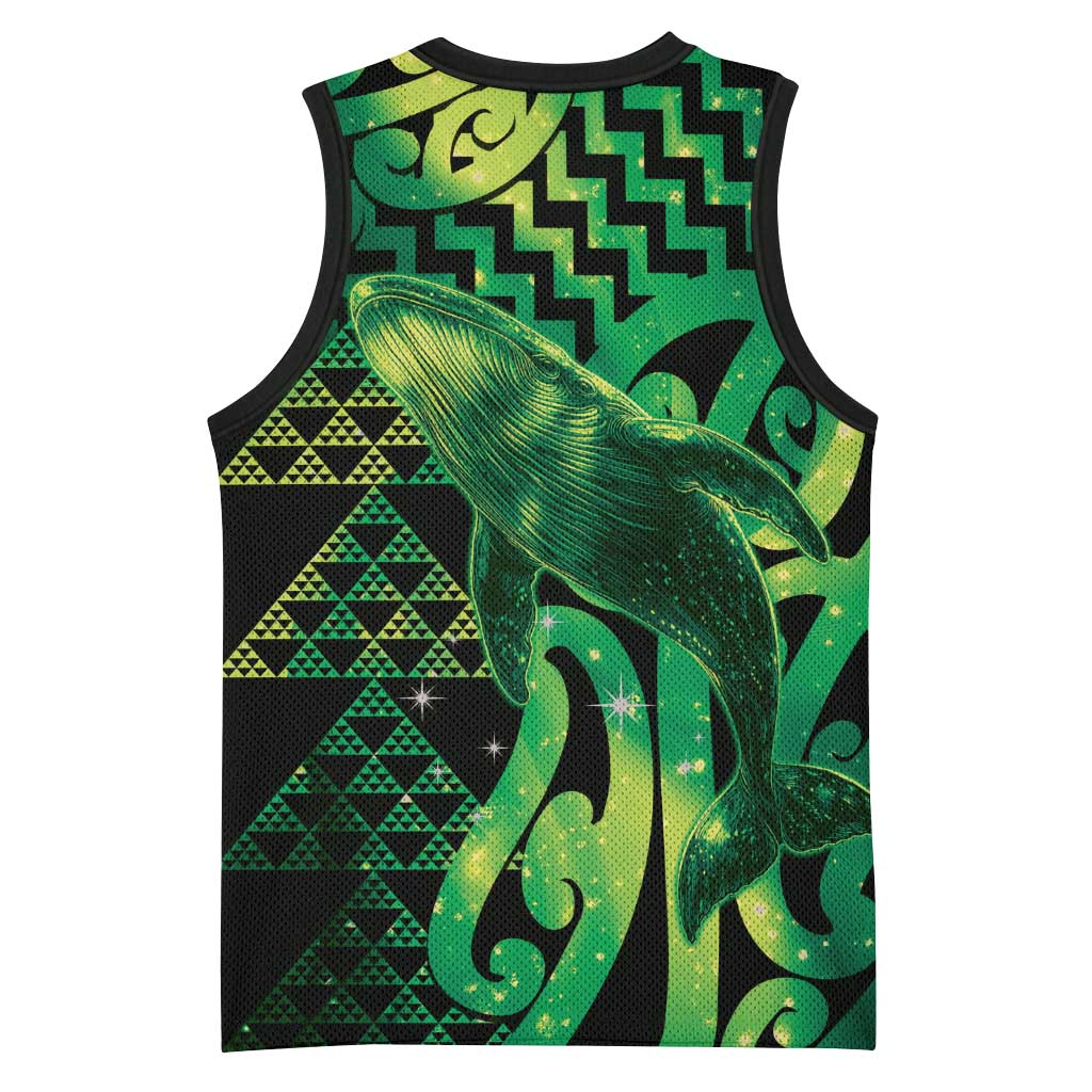 Humpback Whale Matariki New Zealand Basketball Jersey NZ Maori Paikea Poutama Luxury Green LT14 - Polynesian Pride