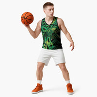 Humpback Whale Matariki New Zealand Basketball Jersey NZ Maori Paikea Poutama Luxury Green LT14 - Polynesian Pride