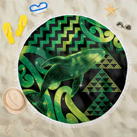 Humpback Whale Matariki New Zealand Beach Blanket NZ Maori Paikea Poutama Luxury Green LT14 One Size 150cm Green - Polynesian Pride