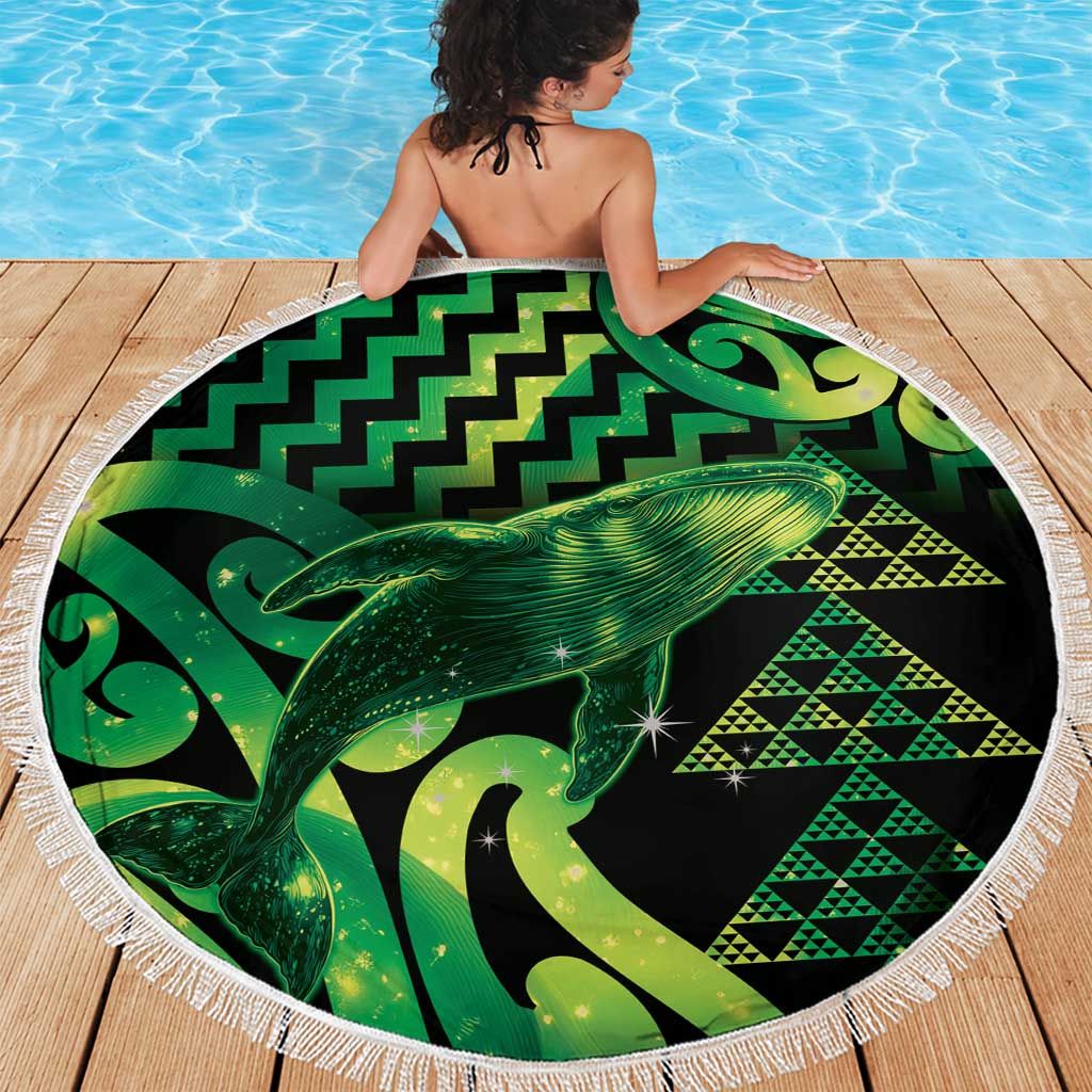 Humpback Whale Matariki New Zealand Beach Blanket NZ Maori Paikea Poutama Luxury Green LT14 - Polynesian Pride