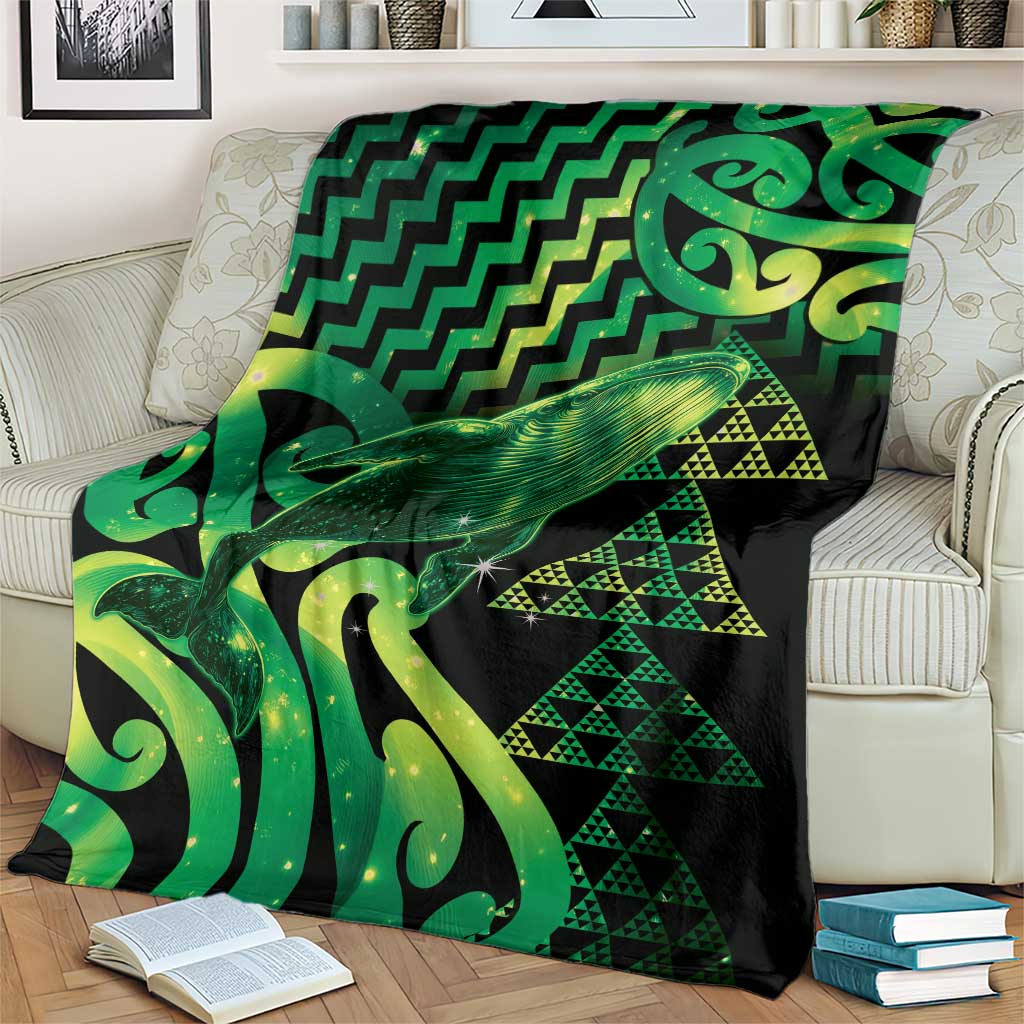 Humpback Whale Matariki New Zealand Blanket NZ Maori Paikea Poutama Luxury Green