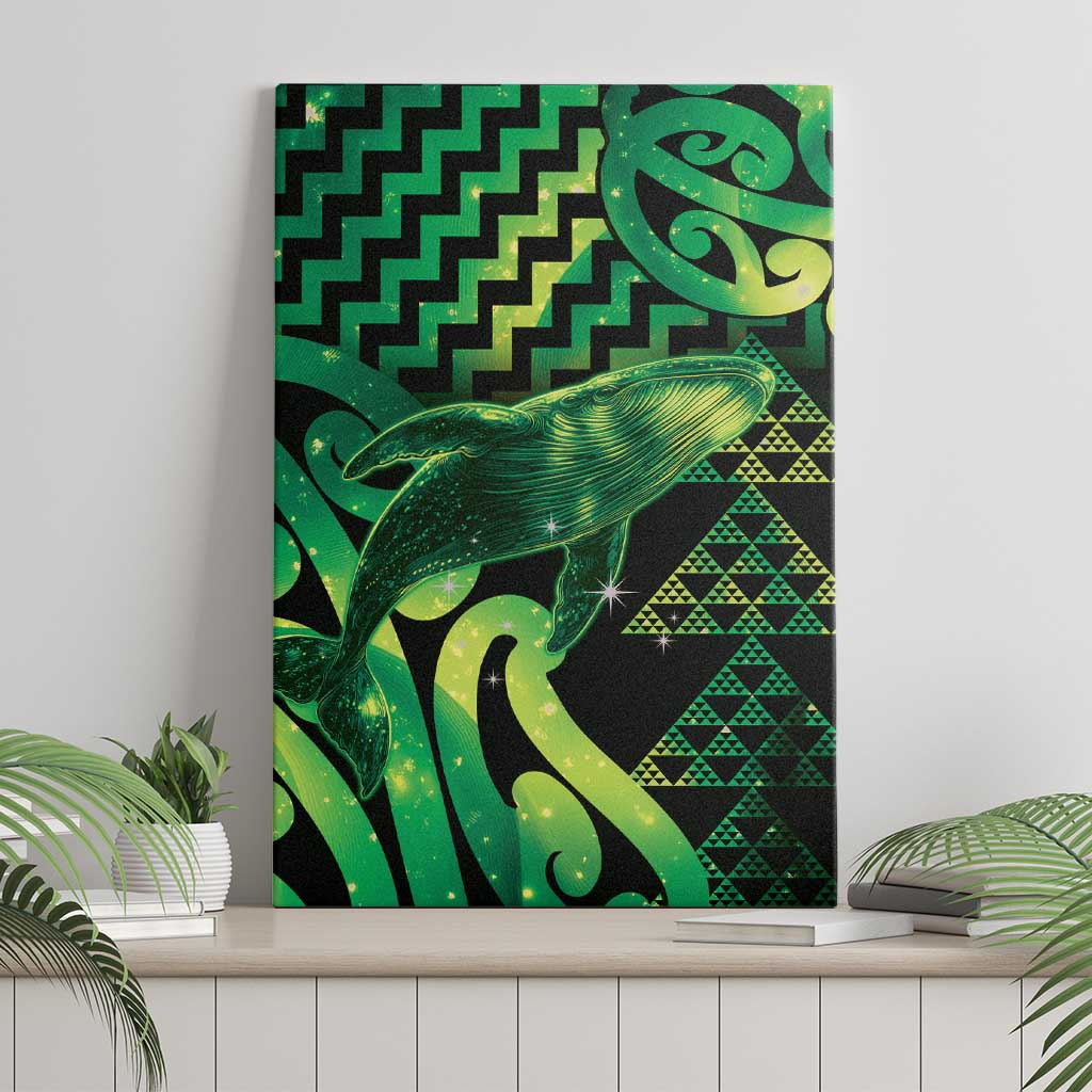 Humpback Whale Matariki New Zealand Canvas Wall Art NZ Maori Paikea Poutama Luxury Green LT14 - Polynesian Pride
