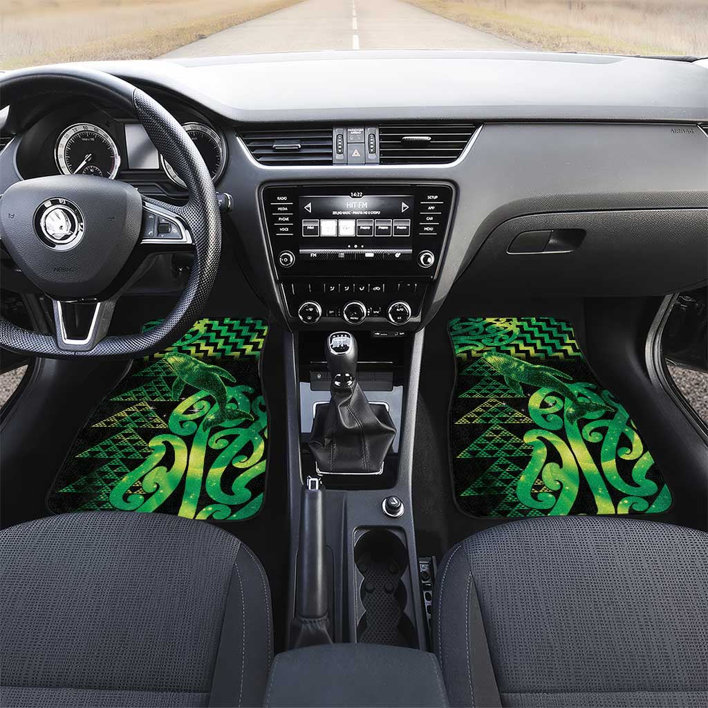 Humpback Whale Matariki New Zealand Car Mats NZ Maori Paikea Poutama Luxury Green LT14 Set 2pcs - Front Green - Polynesian Pride