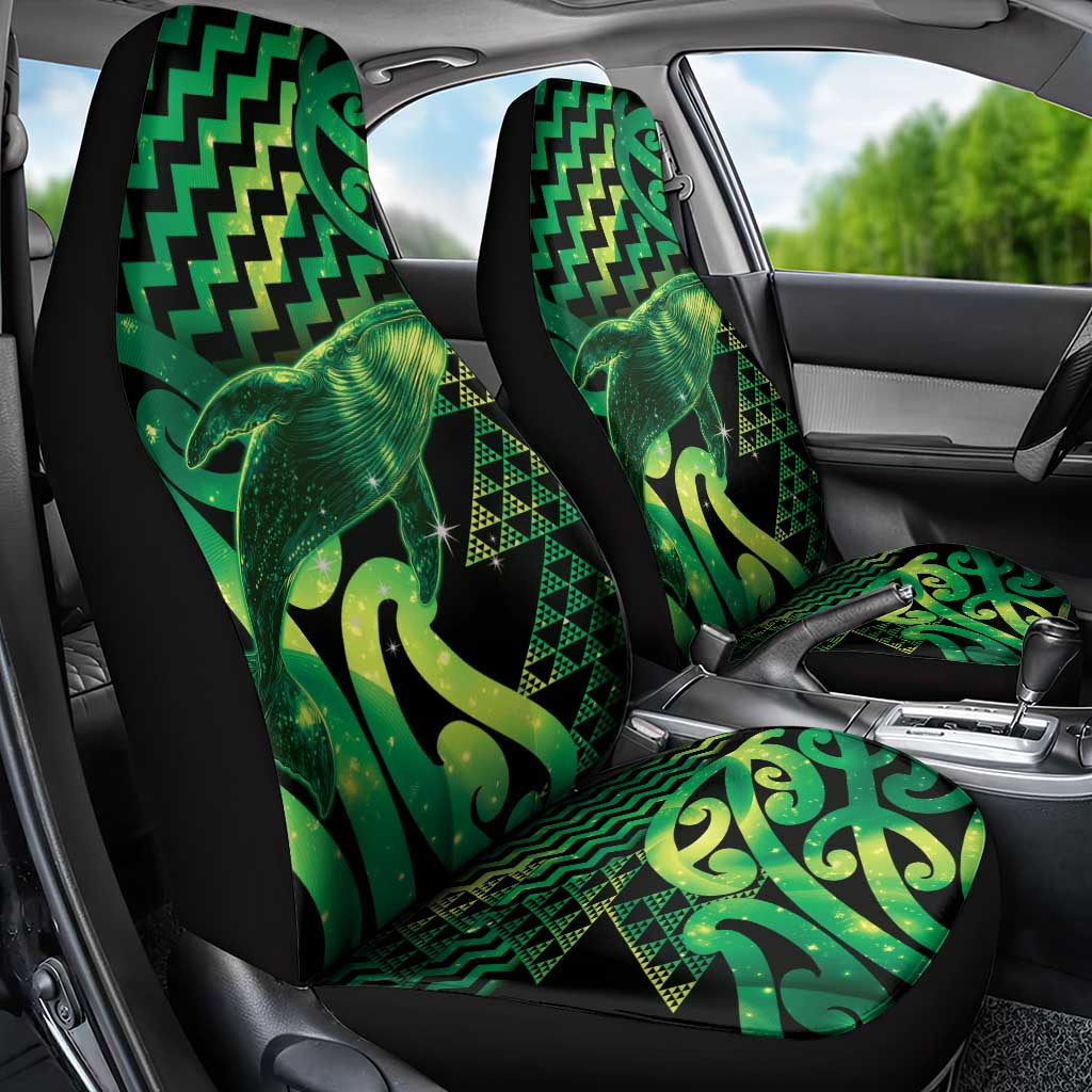 Humpback Whale Matariki New Zealand Car Seat Cover NZ Maori Paikea Poutama Luxury Green LT14 - Polynesian Pride