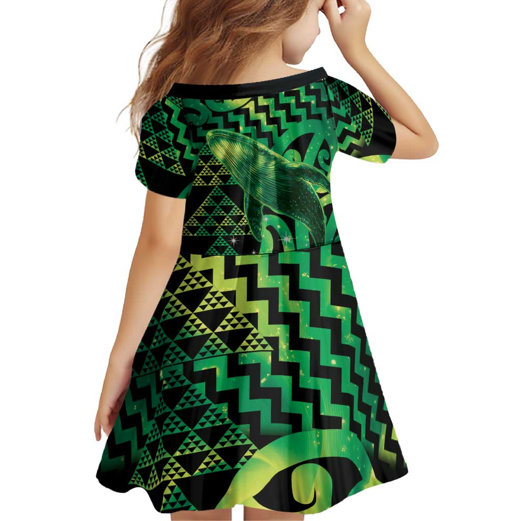 Humpback Whale Matariki New Zealand Family Matching Mermaid Dress and Hawaiian Shirt NZ Maori Paikea Poutama Luxury Green LT14 - Polynesian Pride