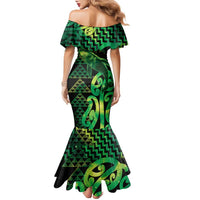 Humpback Whale Matariki New Zealand Family Matching Mermaid Dress and Hawaiian Shirt NZ Maori Paikea Poutama Luxury Green LT14 - Polynesian Pride