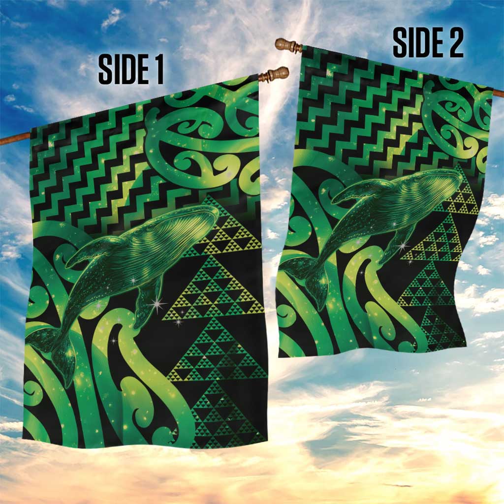 Humpback Whale Matariki New Zealand Garden Flag NZ Maori Paikea Poutama Luxury Green LT14 - Polynesian Pride