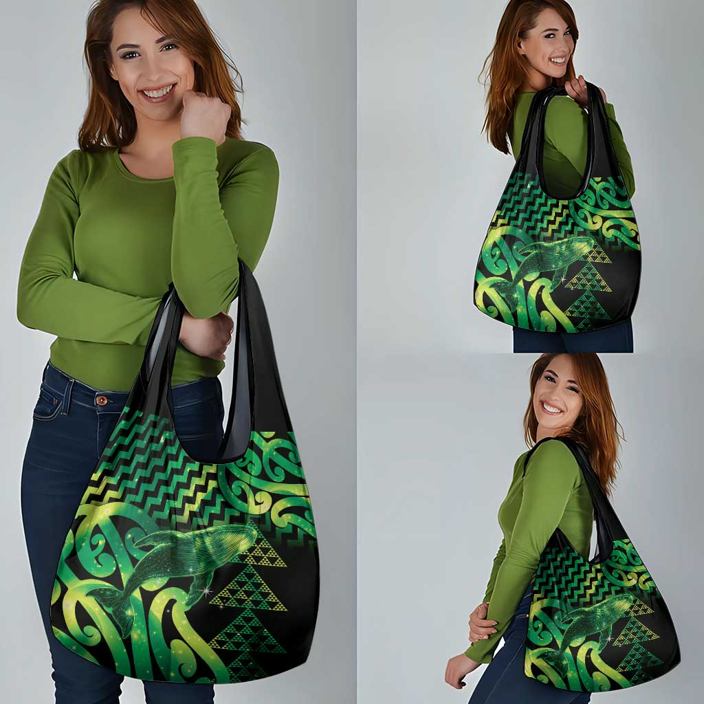 Humpback Whale Matariki New Zealand Grocery Bag NZ Maori Paikea Poutama Luxury Green LT14 - Polynesian Pride