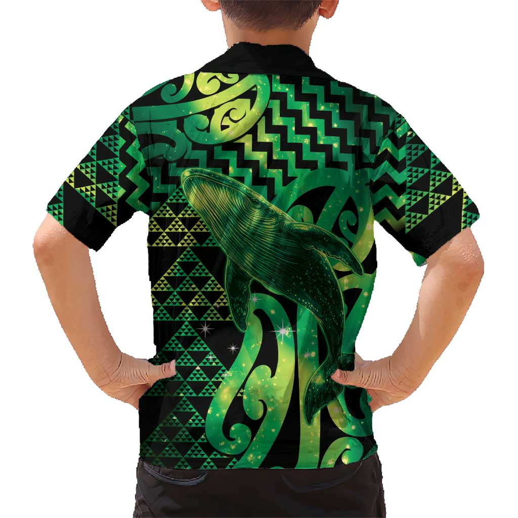 Humpback Whale Matariki New Zealand Kid Hawaiian Shirt NZ Maori Paikea Poutama Luxury Green LT14 - Polynesian Pride