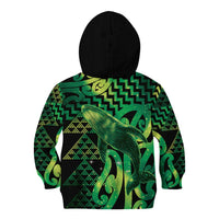 Humpback Whale Matariki New Zealand Kid Hoodie NZ Maori Paikea Poutama Luxury Green LT14 - Polynesian Pride