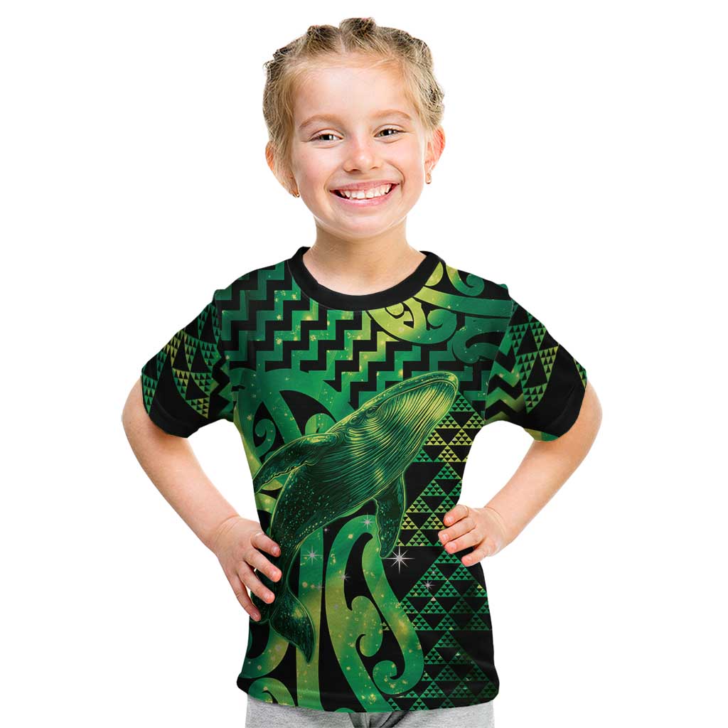 Humpback Whale Matariki New Zealand Kid T Shirt NZ Maori Paikea Poutama Luxury Green LT14 Green - Polynesian Pride