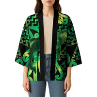 Humpback Whale Matariki New Zealand Kimono NZ Maori Paikea Poutama Luxury Green LT14 - Polynesian Pride