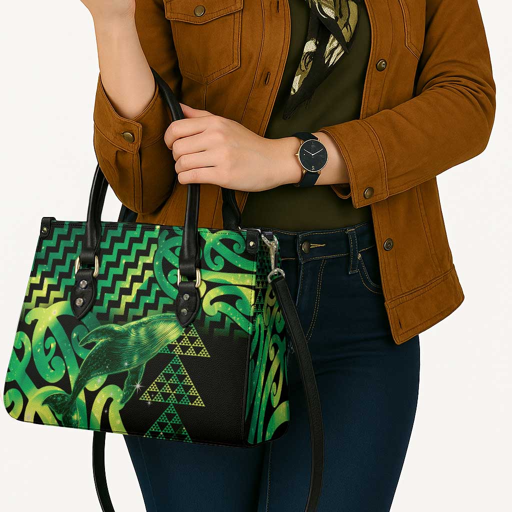 Humpback Whale Matariki New Zealand Leather Bag NZ Maori Paikea Poutama Luxury Green LT14 - Polynesian Pride