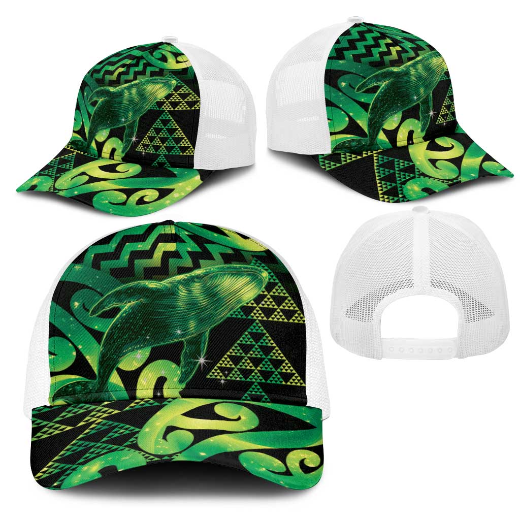 Humpback Whale Matariki New Zealand Mesh Trucker Cap NZ Maori Paikea Poutama Luxury Green LT14 - Polynesian Pride