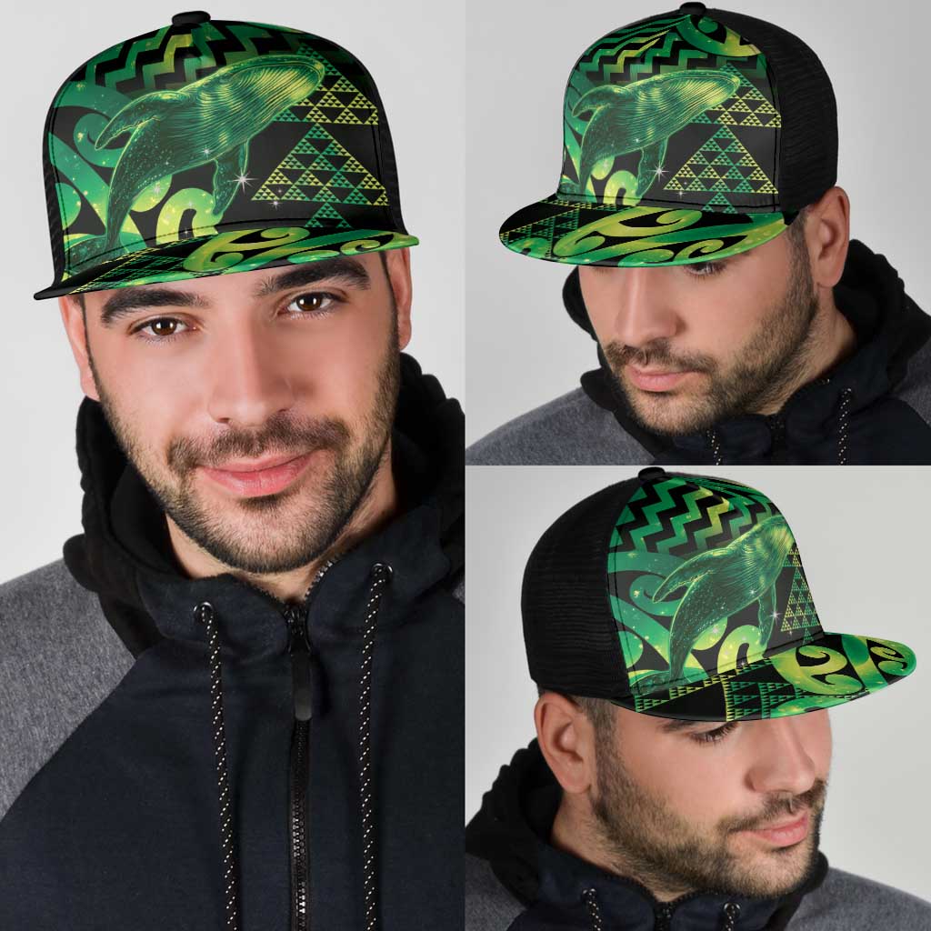 Humpback Whale Matariki New Zealand Mesh Trucker Cap NZ Maori Paikea Poutama Luxury Green LT14 - Polynesian Pride