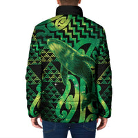 Humpback Whale Matariki New Zealand Padded Jacket NZ Maori Paikea Poutama Luxury Green LT14 - Polynesian Pride