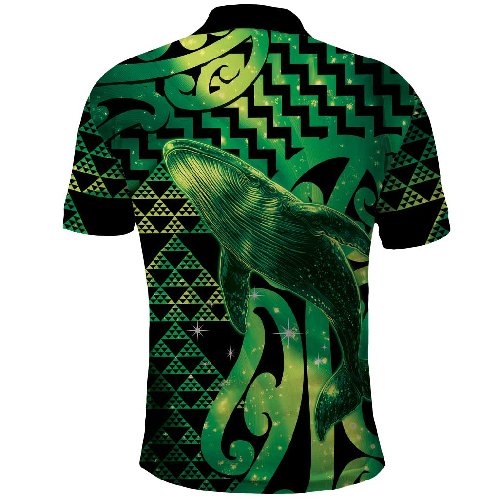 Humpback Whale Matariki New Zealand Polo Shirt NZ Maori Paikea Poutama Luxury Green LT14 - Polynesian Pride