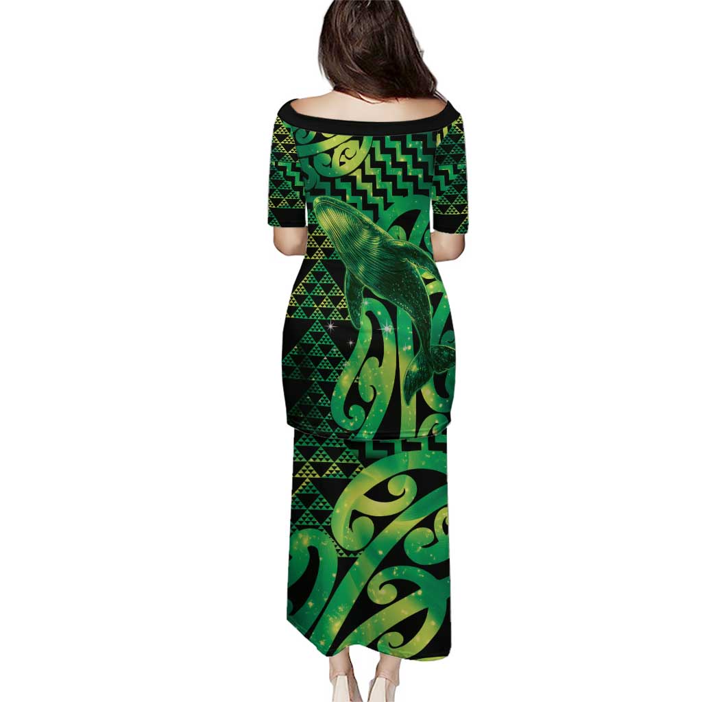 Humpback Whale Matariki New Zealand Puletasi NZ Maori Paikea Poutama Luxury Green LT14 - Polynesian Pride
