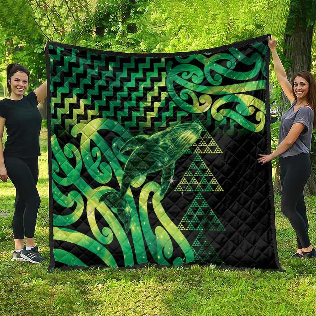 Humpback Whale Matariki New Zealand Quilt NZ Maori Paikea Poutama Luxury Green LT14 - Polynesian Pride