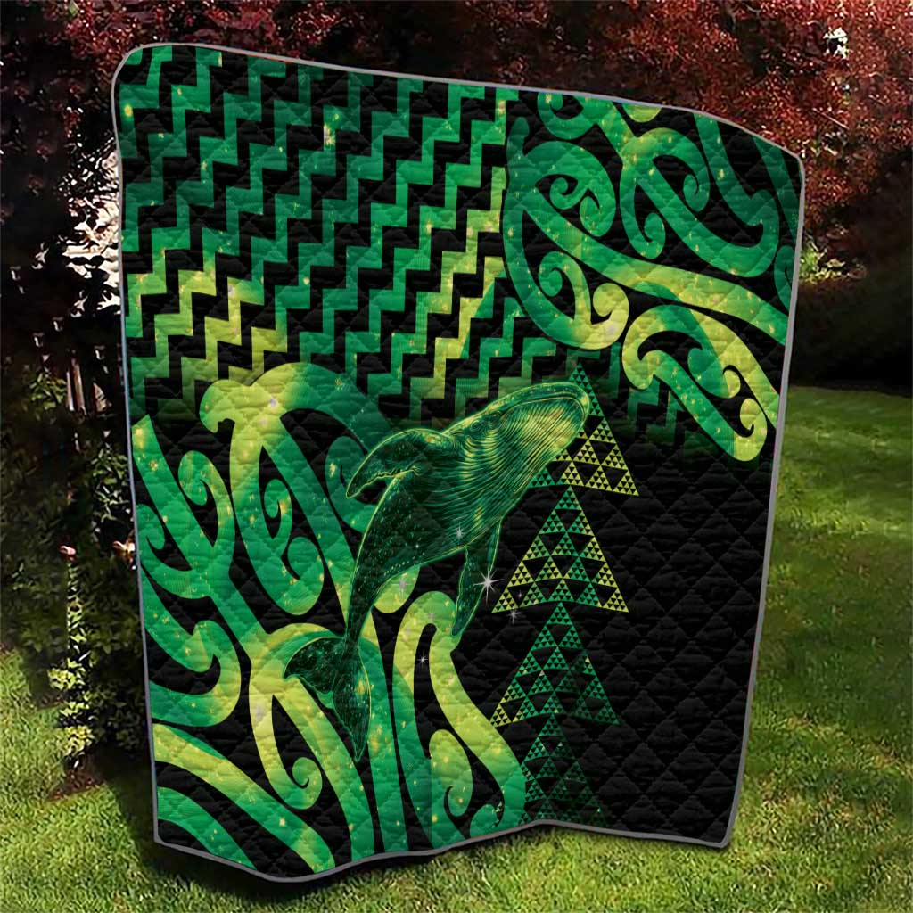 Humpback Whale Matariki New Zealand Quilt NZ Maori Paikea Poutama Luxury Green LT14 - Polynesian Pride