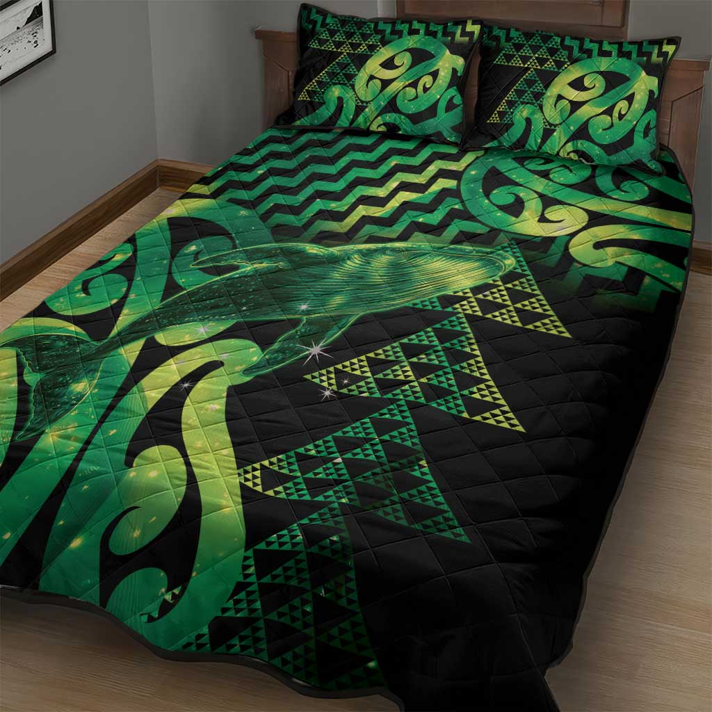 Humpback Whale Matariki New Zealand Quilt Bed Set NZ Maori Paikea Poutama Luxury Green LT14 - Polynesian Pride