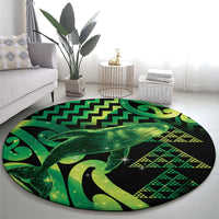 Humpback Whale Matariki New Zealand Round Carpet NZ Maori Paikea Poutama Luxury Green LT14 - Polynesian Pride