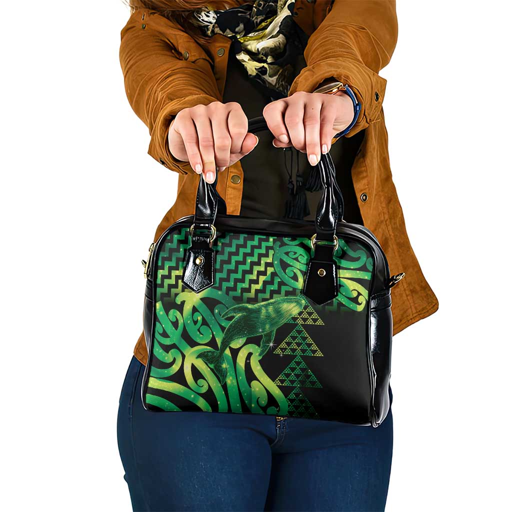 Humpback Whale Matariki New Zealand Shoulder Handbag NZ Maori Paikea Poutama Luxury Green LT14 One Size Green - Polynesian Pride