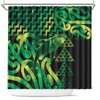 Humpback Whale Matariki New Zealand Shower Curtain NZ Maori Paikea Poutama Luxury Green LT14 Green - Polynesian Pride