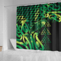 Humpback Whale Matariki New Zealand Shower Curtain NZ Maori Paikea Poutama Luxury Green LT14 - Polynesian Pride