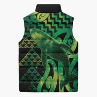 Humpback Whale Matariki New Zealand Sleeveless Puffer Jacket NZ Maori Paikea Poutama Luxury Green LT14 - Polynesian Pride