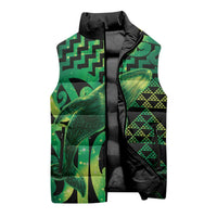 Humpback Whale Matariki New Zealand Sleeveless Puffer Jacket NZ Maori Paikea Poutama Luxury Green LT14 - Polynesian Pride