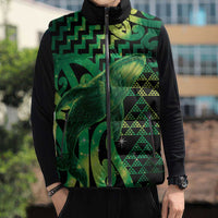 Humpback Whale Matariki New Zealand Sleeveless Puffer Jacket NZ Maori Paikea Poutama Luxury Green LT14 - Polynesian Pride