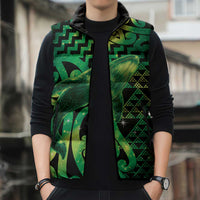 Humpback Whale Matariki New Zealand Sleeveless Puffer Jacket NZ Maori Paikea Poutama Luxury Green LT14 - Polynesian Pride