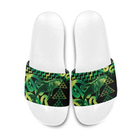 Humpback Whale Matariki New Zealand Slide Sandals NZ Maori Paikea Poutama Luxury Green LT14 Green - Polynesian Pride