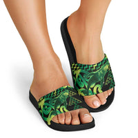 Humpback Whale Matariki New Zealand Slide Sandals NZ Maori Paikea Poutama Luxury Green LT14 - Polynesian Pride