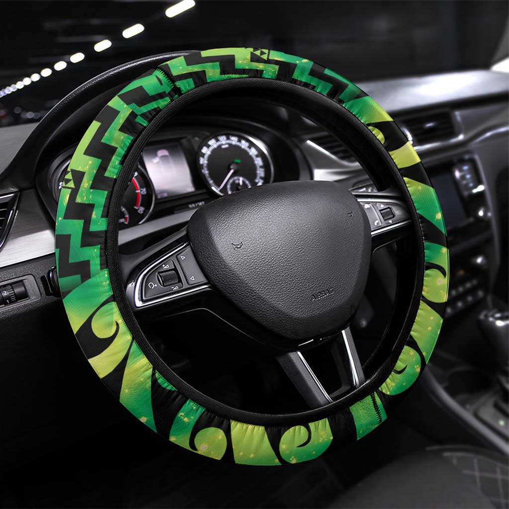 Humpback Whale Matariki New Zealand Steering Wheel Cover NZ Maori Paikea Poutama Luxury Green LT14 Universal Fit Green - Polynesian Pride