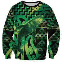 Humpback Whale Matariki New Zealand Sweatshirt NZ Maori Paikea Poutama Luxury Green