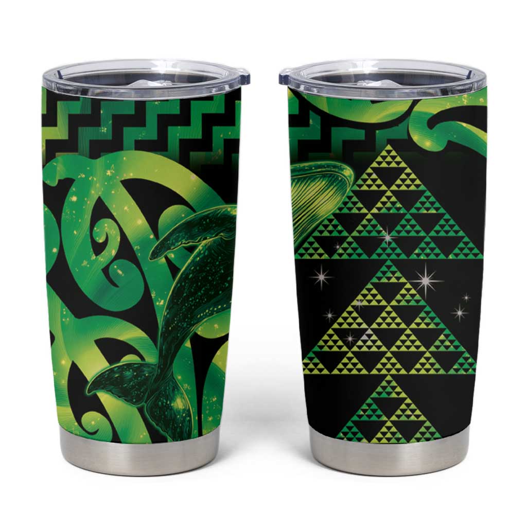 Humpback Whale Matariki New Zealand Tumbler Cup NZ Maori Paikea Poutama Luxury Green LT14 Green - Polynesian Pride