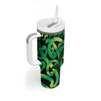 Humpback Whale Matariki New Zealand Tumbler With Handle NZ Maori Paikea Poutama Luxury Green LT14 - Polynesian Pride