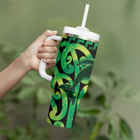 Humpback Whale Matariki New Zealand Tumbler With Handle NZ Maori Paikea Poutama Luxury Green LT14 - Polynesian Pride