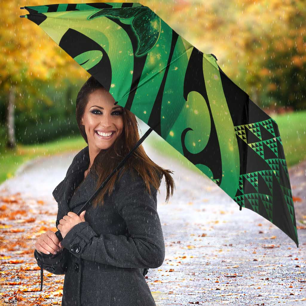 Humpback Whale Matariki New Zealand Umbrella NZ Maori Paikea Poutama Luxury Green LT14 - Polynesian Pride