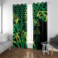 Humpback Whale Matariki New Zealand Window Curtain NZ Maori Paikea Poutama Luxury Green LT14 With Grommets Green - Polynesian Pride