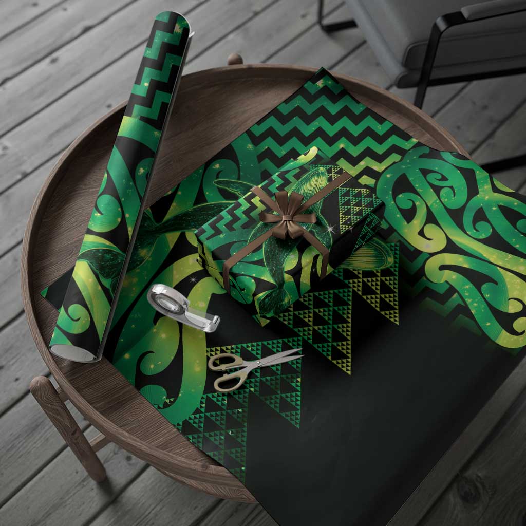 Humpback Whale Matariki New Zealand Wrapping Paper NZ Maori Paikea Poutama Luxury Green LT14 - Polynesian Pride