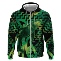 Humpback Whale Matariki New Zealand Zip Hoodie NZ Maori Paikea Poutama Luxury Green LT14 Zip Hoodie Green - Polynesian Pride