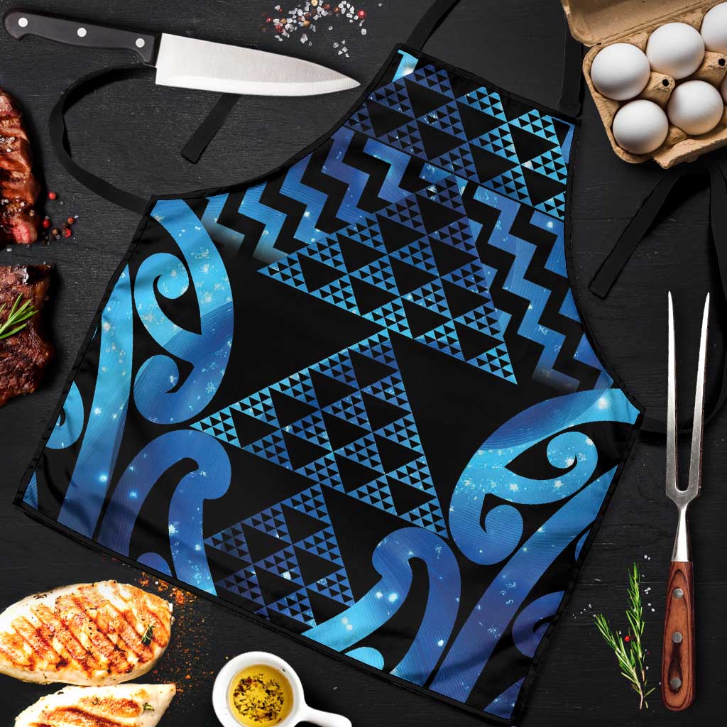 Taniko Motifs Matariki New Zealand Apron NZ Niho Taniwha Poutama LT14 Blue - Polynesian Pride