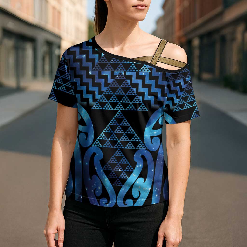 Taniko Motifs Matariki New Zealand Cross Shoulder Shirt NZ Niho Taniwha Poutama LT14 - Polynesian Pride