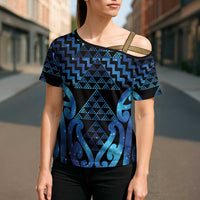 Taniko Motifs Matariki New Zealand Cross Shoulder Shirt NZ Niho Taniwha Poutama LT14 - Polynesian Pride
