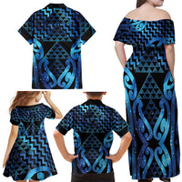 Taniko Motifs Matariki New Zealand Family Matching Off Shoulder Maxi Dress and Hawaiian Shirt NZ Niho Taniwha Poutama LT14 - Polynesian Pride