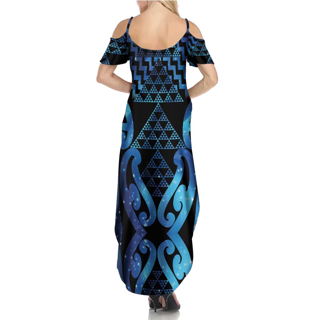Taniko Motifs Matariki New Zealand Family Matching Summer Maxi Dress and Hawaiian Shirt NZ Niho Taniwha Poutama LT14 - Polynesian Pride