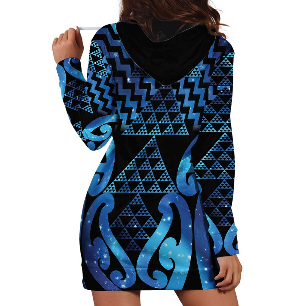 Taniko Motifs Matariki New Zealand Hoodie Dress NZ Niho Taniwha Poutama LT14 - Polynesian Pride